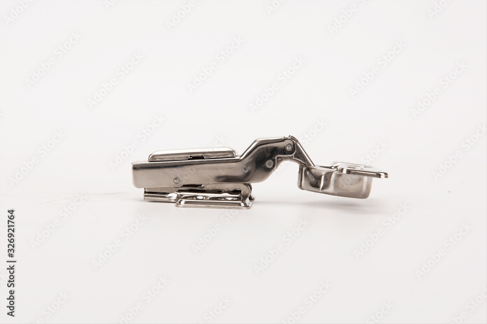 Silver metal door glue chain device against a white background Silver metal door glue chain device against a white background