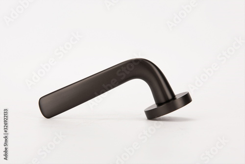 Black long handle door handle on white background