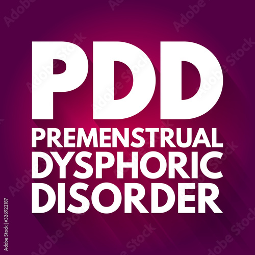 PDD - Premenstrual Dysphoric Disorder acronym, medical concept background