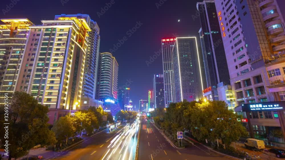 changsha city center night time illuminated traffic street bridge panorama timelapse 4k china changsha city center night time illuminated traffic street bridge panorama timelapse 4k china