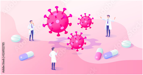 医師　ウイルス　ベクター　Doctor　virus　Vector illustration