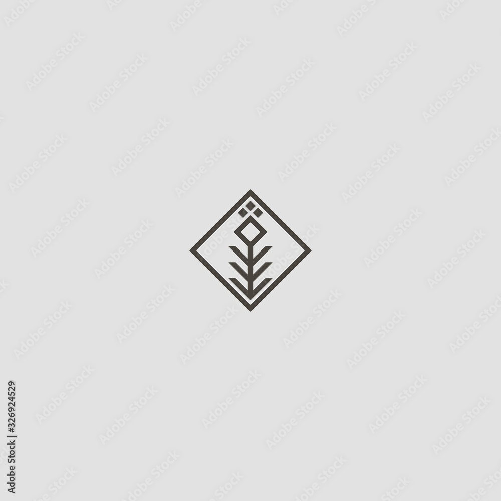 black and white simple vector abstract geometric line art iconic sign of wild flower in a rhombus frame black and white simple vector abstract geometric line art iconic sign of wild flower in a rhombus frame