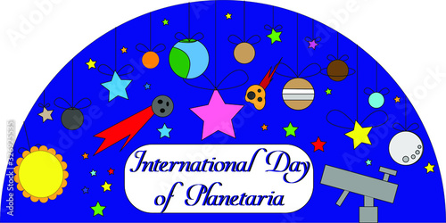 International Day of Planetaria. March 12. Stock vector illustration.