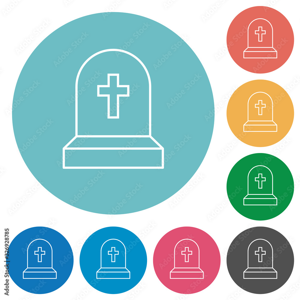 Tombstone with cross flat round icons Tombstone with cross flat round icons