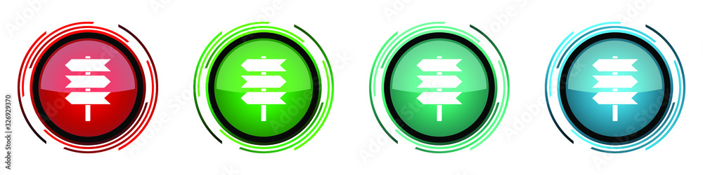 Signpost, information, post round glossy vector icons, set of buttons for webdesign, internet and mobile phone applications in four colors options isolated on white background Signpost, information, post round glossy vector icons, set of buttons for webdesign, internet and mobile phone applications in four colors options isolated on white background
