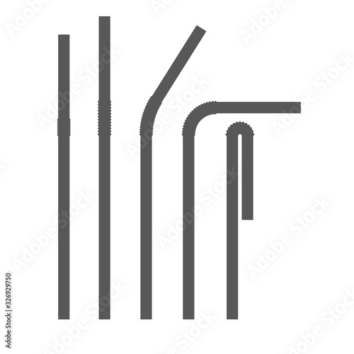 Drinking straws silhouette set. Vector set. Various bends