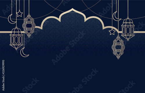 Islamic Arabic Lantern for Ramadan Kareem Eid Mubarak Background photo