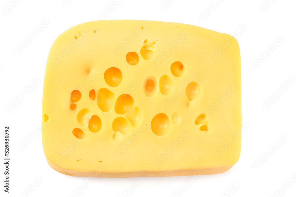 piece of cheese isolated on white background. top view piece of cheese isolated on white background. top view