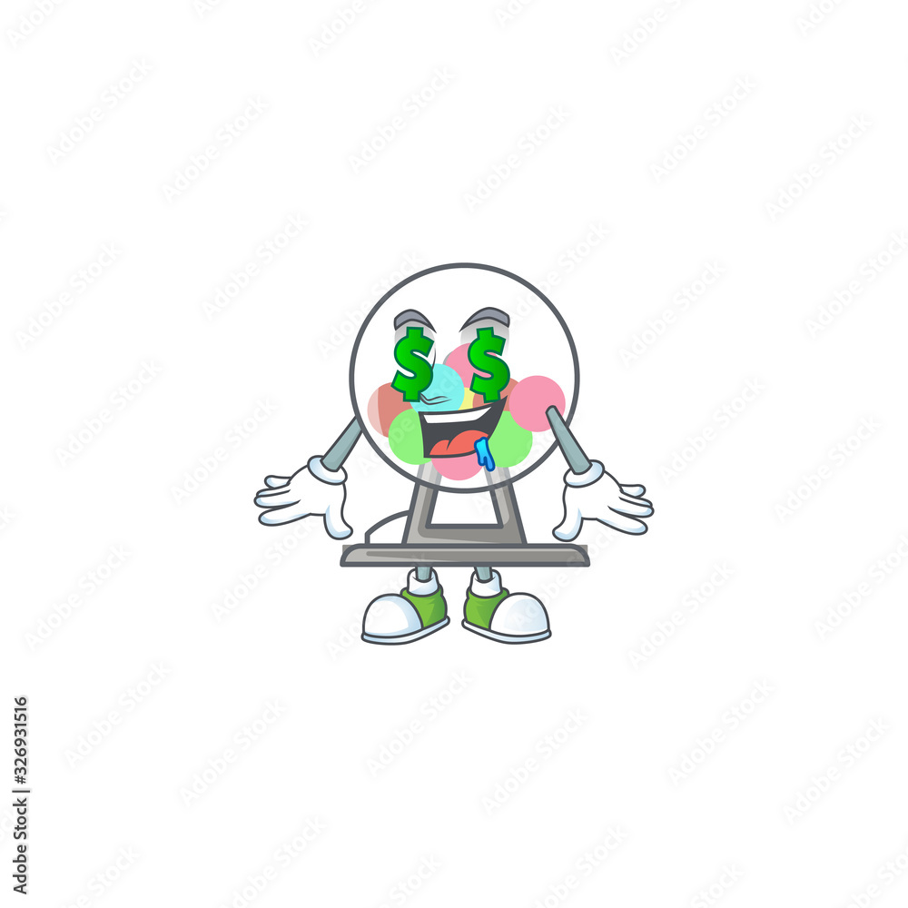 cartoon character style of lottery machine ball with Money eye