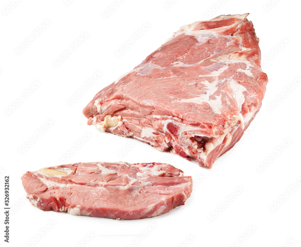 Veal Ribs - Raw Meat - Isolated on White Background