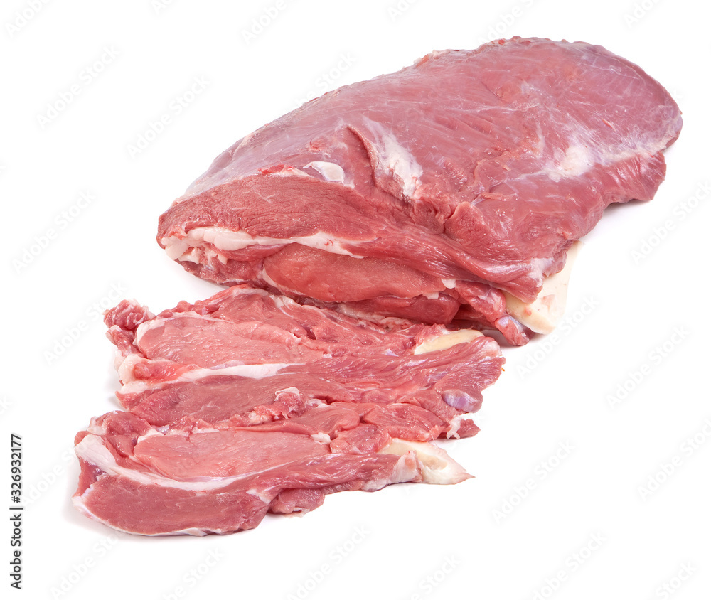 Veal Short Loin - Raw Meat - Isolated on White Background