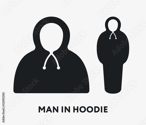 Man in Hoodie. Flat Vector Line Icon.