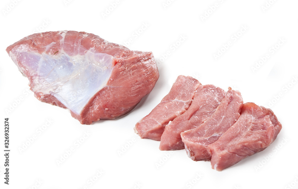 Veal Brisket - Raw Meat - Isolated on White Background