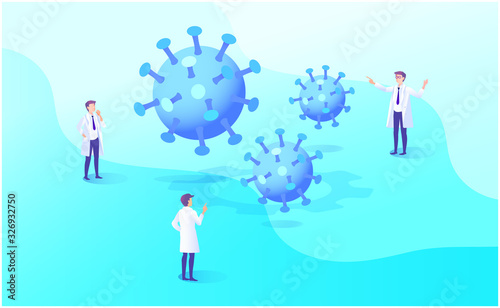 医師　ウイルス　ベクター　Doctor　virus　Vector illustration