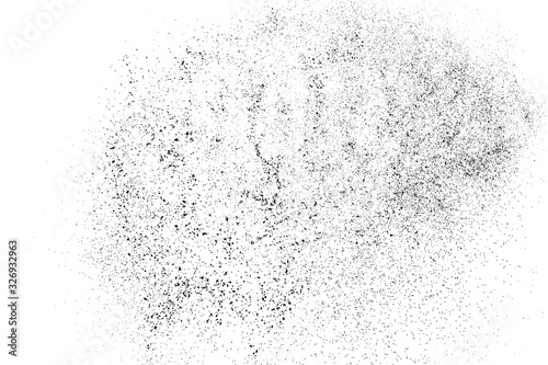 Black Grainy Texture Isolated On White Background. Dust Overlay. Dark Noise Granules. Digitally Generated Image. Vector Design Elements, Illustration, Eps 10.