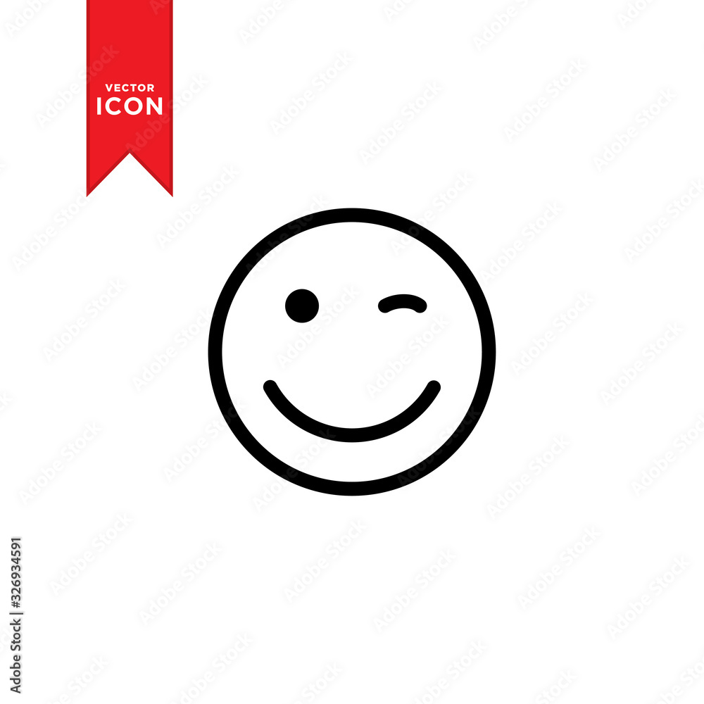 Fototapeta premium Smile face emoticon icon vector. Flat design style on trendy icon.