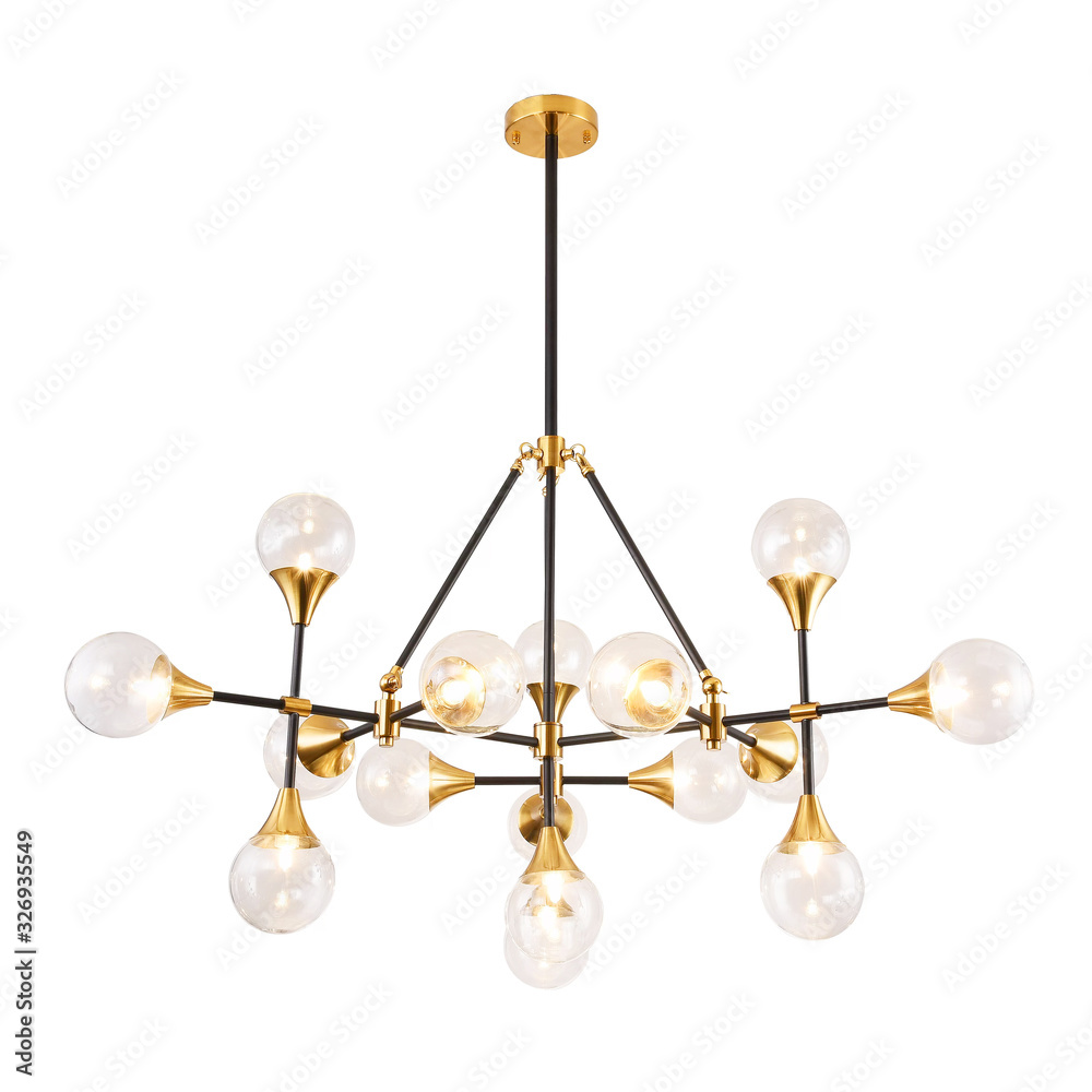 16-Light Sputnik Chandelier Isolated on White. Cutting Edge Ceiling Light  Round Pendant Starburst Light Fixture. Glistening Crystals Glass & Gold  Metal Hanging Lights. Pendant Sconce Lighting Lamp Photos | Adobe Stock