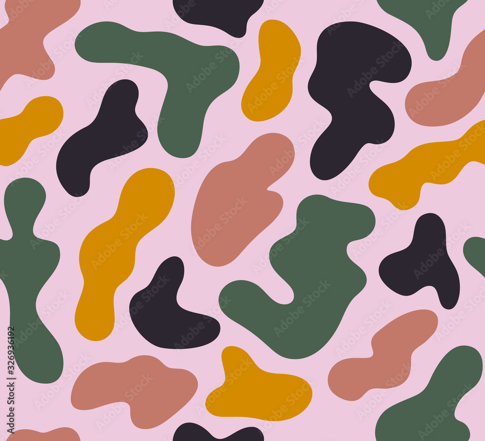 Seamless Pattern with Camouflage. Vector Contemporary Art Background. Camo Illustration with Abstract Curve Shapes Seamless Pattern with Camouflage. Vector Contemporary Art Background. Camo Illustration with Abstract Curve Shapes