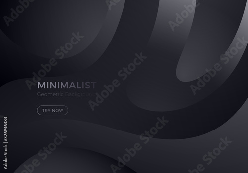 Abstract Black Background with Wavy Geometric Shapes. Vector Minimal Banner