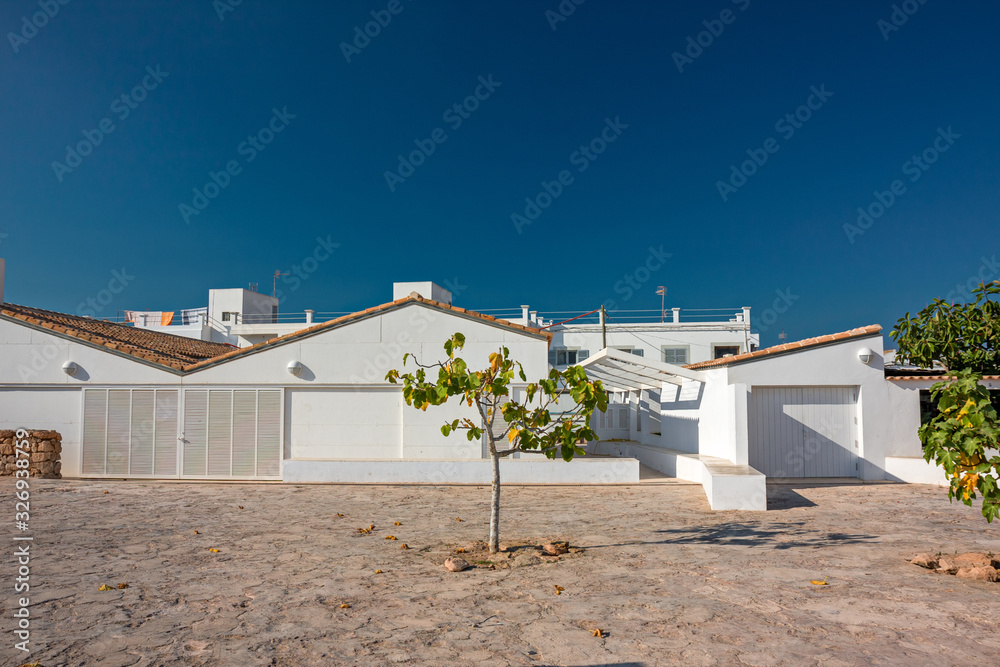 Panoramic view of typical Spanish houses of Formentera in the Balearic Islands. Panoramic view of typical Spanish houses of Formentera in the Balearic Islands.