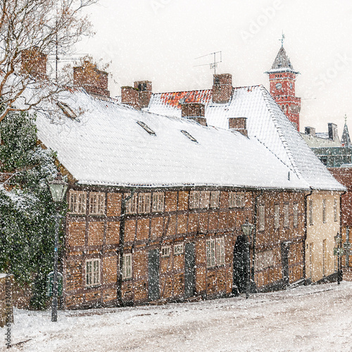 Helsingborg Wintry Old Town Building