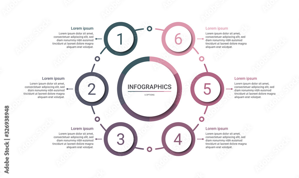 Timeline infographic template with 6 options on white background, vector illustration Timeline infographic template with 6 options on white background, vector illustration