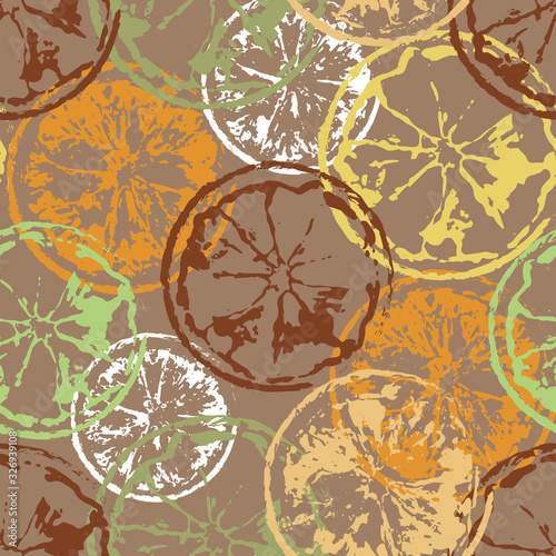 lemon prints are brown and beige. seamless pattern