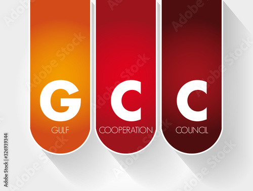 GCC - Gulf Cooperation Council acronym business concept background