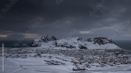 Winter scene Vestmannaeyjar, South Iceland