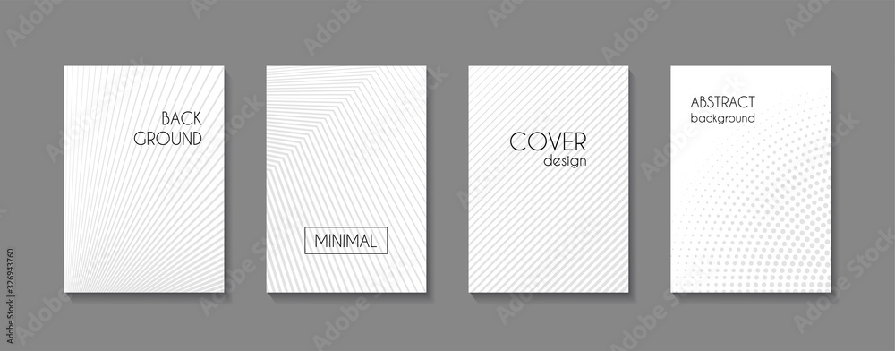 Abstract minimal business templates. White striped monochrome vector backgrounds for cover, banner, poster, presentation