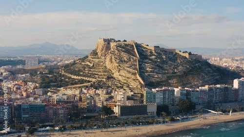 Santa Barbara Castle in Alicante. Aerial view photo
