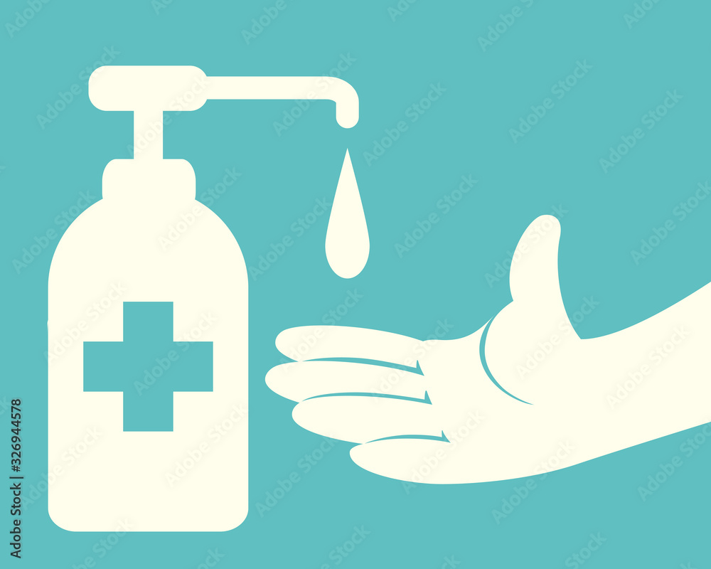 Hands using Liquid sanitizer gel from pumping bottle dispenser Hands using Liquid sanitizer gel from pumping bottle dispenser