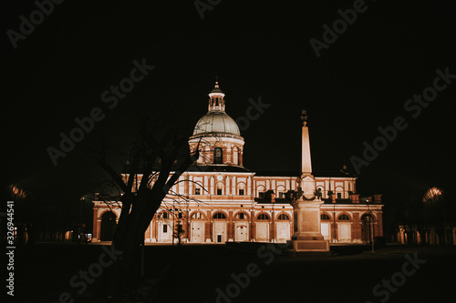 church behind a tree