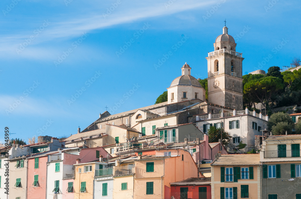 View of Portovenere, Italy a small town by the sea in Liguria