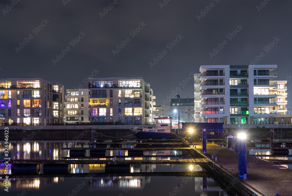 Architecture and nightscape of the city Bremerhafen in Germany Architecture and nightscape of the city Bremerhafen in Germany