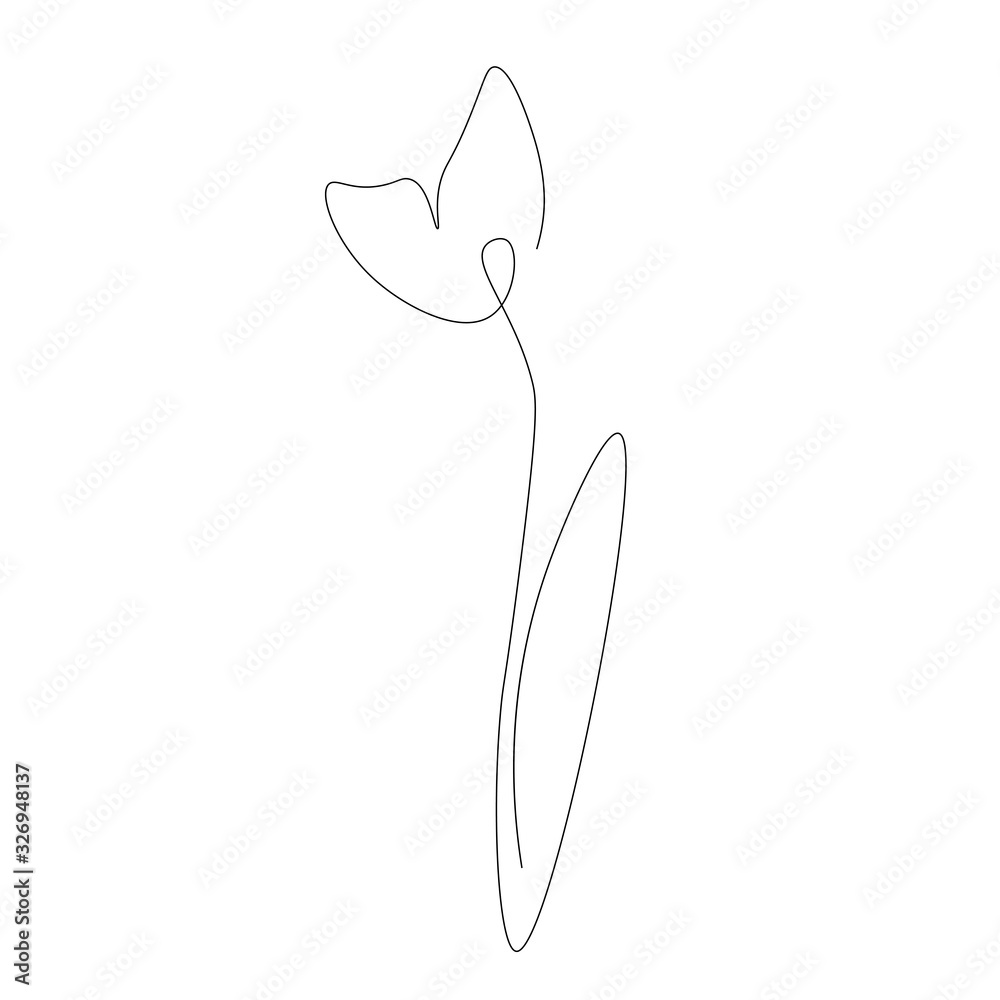 Obraz premium Spring flower one line draw vector illustration