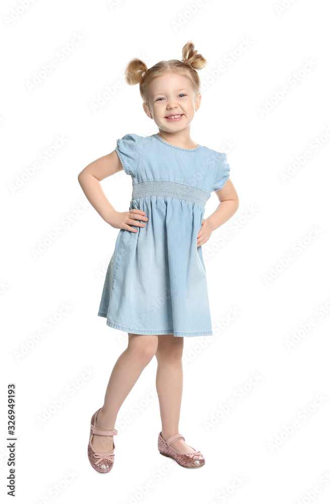 Cute little girl posing on white background Cute little girl posing on white background