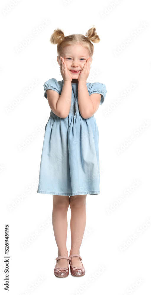 Cute little girl posing on white background Cute little girl posing on white background