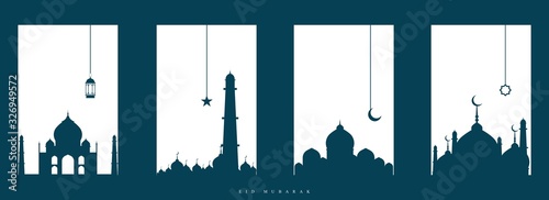 Vector illustration of Ramadan kareem islamic design crescent moon arabic calligraphy