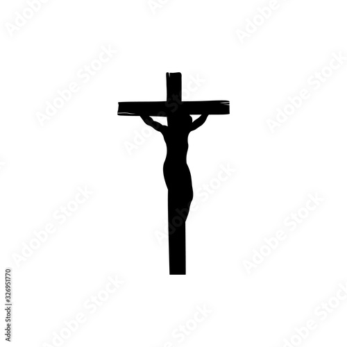 Illustration of religious symbol crucifix. Jesus Christ on cross a symbol of Christianity. Cross with crucifixion.