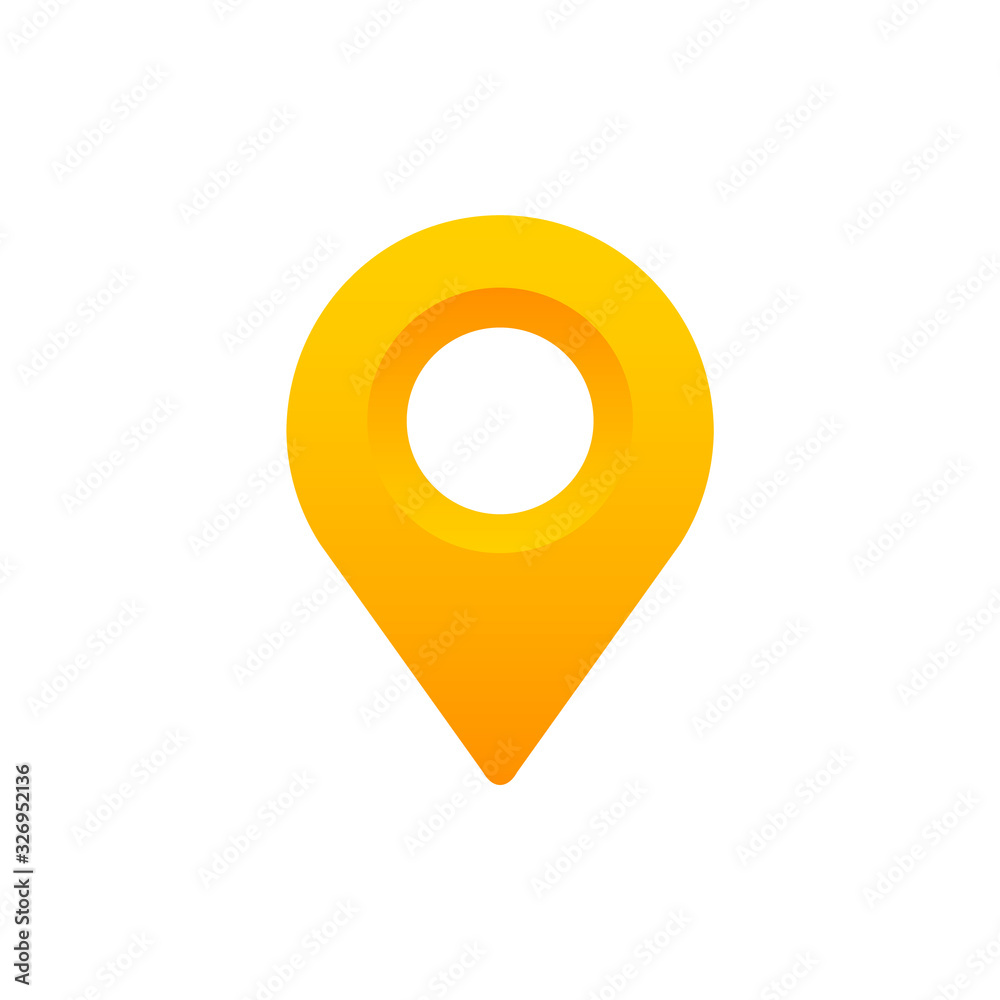 Yellow map pin place location icon. Vector illustration, modern flat design for your location pin. Yellow map pin place location icon. Vector illustration, modern flat design for your location pin.
