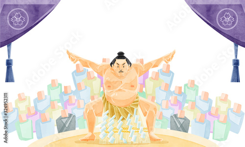 大相撲横綱土俵入りと観客