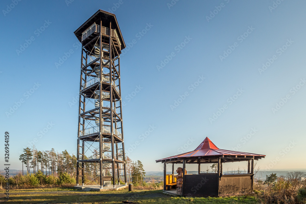 Babka, fairly new lookout tower close to Zruc nad Sazavou Czech Republic. Sunny evening. Babka, fairly new lookout tower close to Zruc nad Sazavou Czech Republic. Sunny evening.