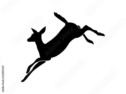 Silhouette of deer running. vector image