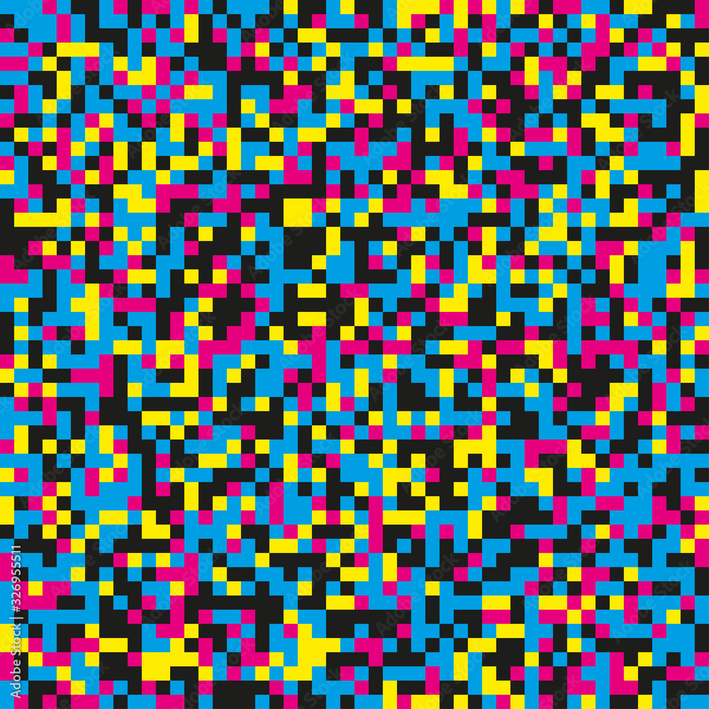 Random seamless mosaic pattern in CMYK colors. Background is made up of multicolored squares. EPS10 vector file Random seamless mosaic pattern in CMYK colors. Background is made up of multicolored squares. EPS10 vector file