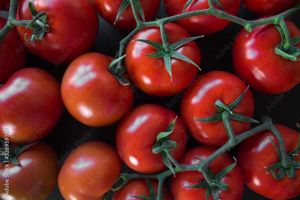 Top view of some red tomatoes