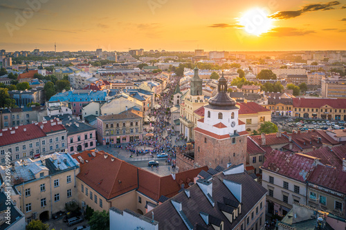 Obraz na płótnie Lublin z lotu ptaka w salonie