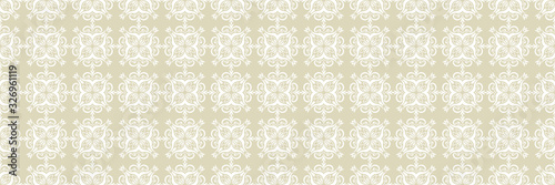 Floral seamless pattern. White design on long olive green background