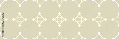 Geometric seamless pattern. Square white design on long olive green background
