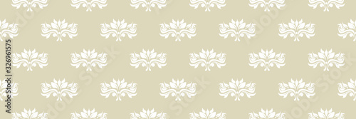 Floral seamless pattern. White design on olive green background